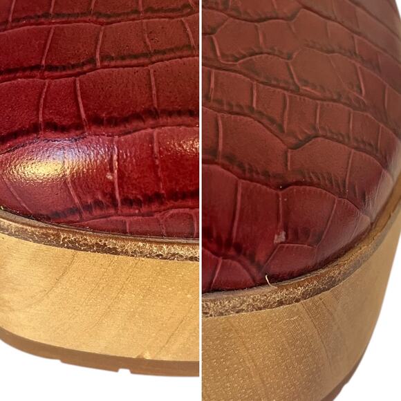 Charlotte Stone Bonnie Red Clogs Mules Square Toe Adjustable Wooden Heel Size 12 - Picture 10 of 10